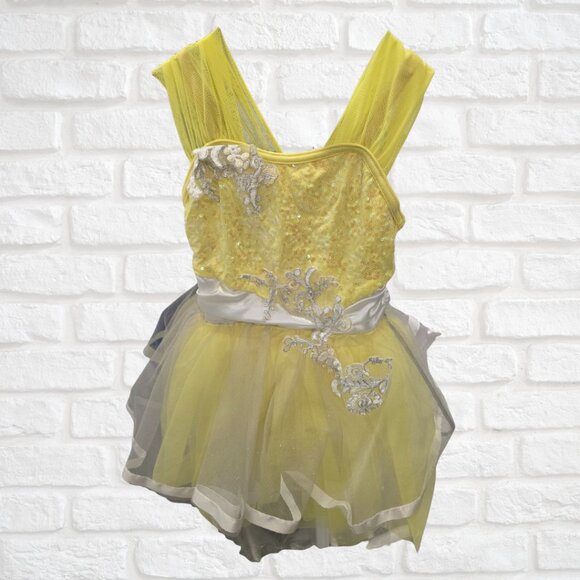 Yellow Ballet Recital Costume XS(4T)-Leotard with attached tutu & embellishments - Picture 1 of 7